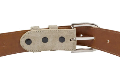 Genuine Cappuccino Italian Suede Leather Belt