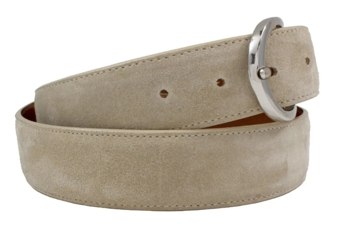 Genuine Cappuccino Italian Suede Leather Belt