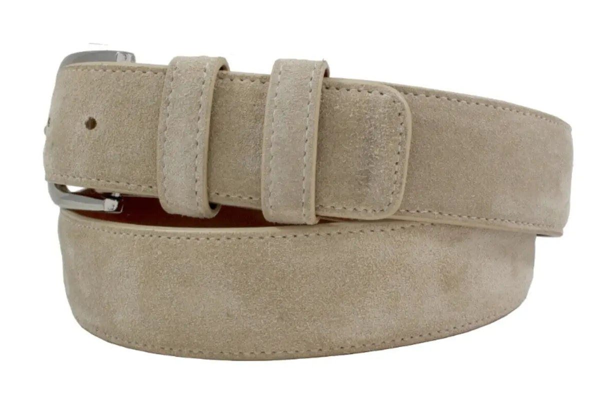 Genuine Cappuccino Italian Suede Leather Belt