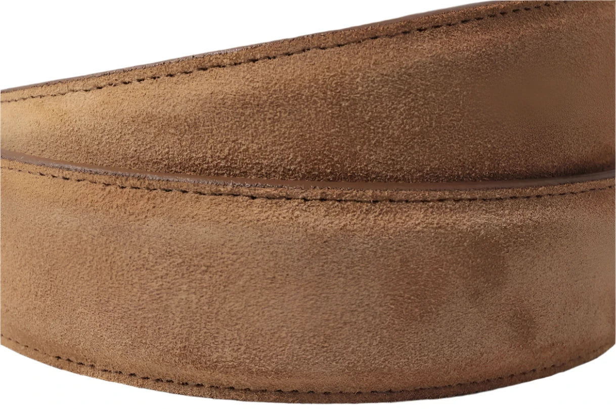 Genuine Caramel Italian Suede Leather Belt