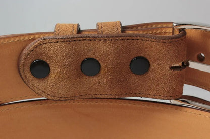 Genuine Caramel Italian Suede Leather Belt