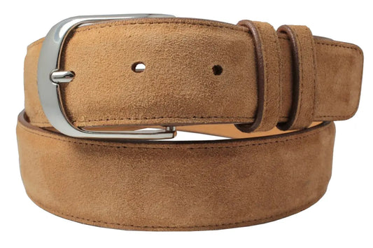 Genuine Caramel Italian Suede Leather Belt