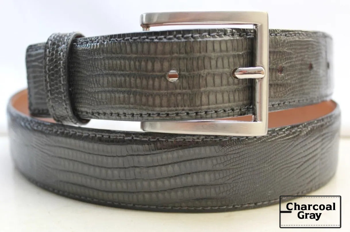 Charcoal Gray Lizard leather Belt