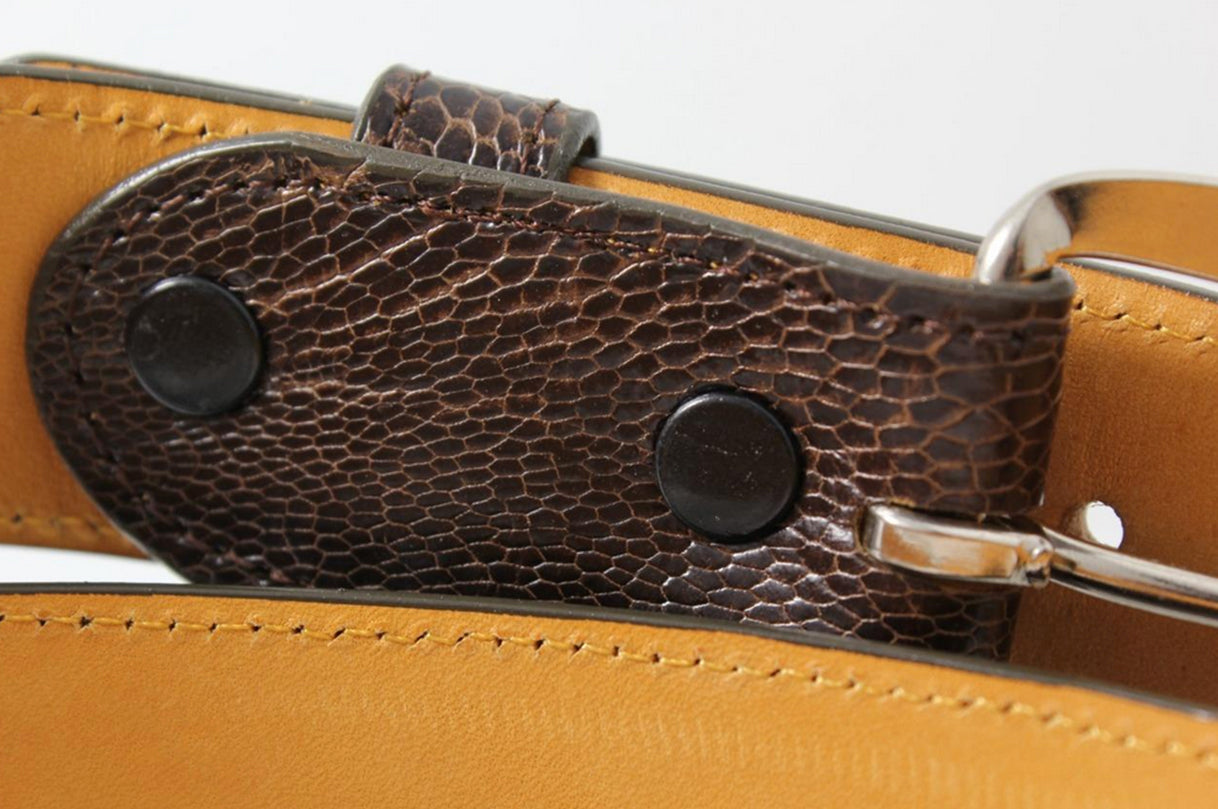 Cigar Brown Ostrich Leg Leather Belt