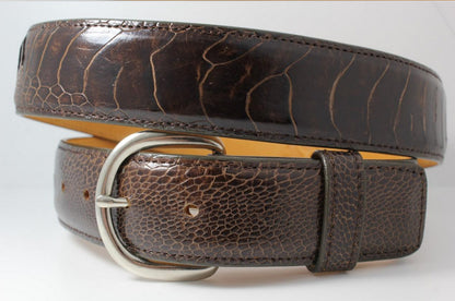 Cigar Brown Ostrich Leg Leather Belt