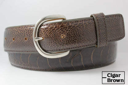 Cigar Brown Ostrich Leg Leather Belt