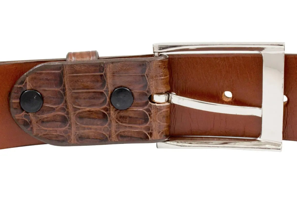 Cigar Brown Alligator Double Tail Leather Belt