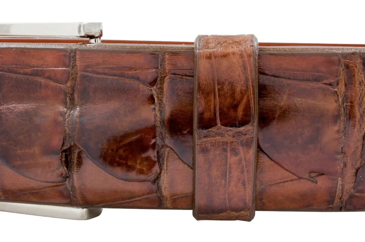 Cigar Brown Alligator Double Tail Leather Belt