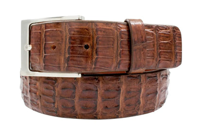 Cigar Brown Alligator Double Tail Leather Belt