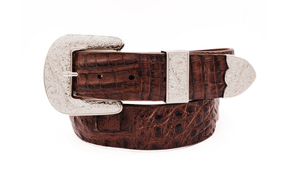 Cigar Brown Caiman Hornback "The Taylor" Crocodile Leather Belt