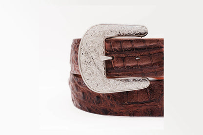 Cigar Brown Caiman Hornback "The Taylor" Crocodile Leather Belt