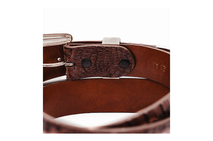 Cigar Brown Caiman Hornback "The Taylor" Crocodile Leather Belt