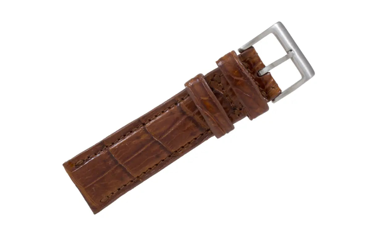 Cognac AAA Ultra Alligator Leather Watch Strap