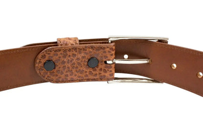 Cognac American Bison Leather Belt