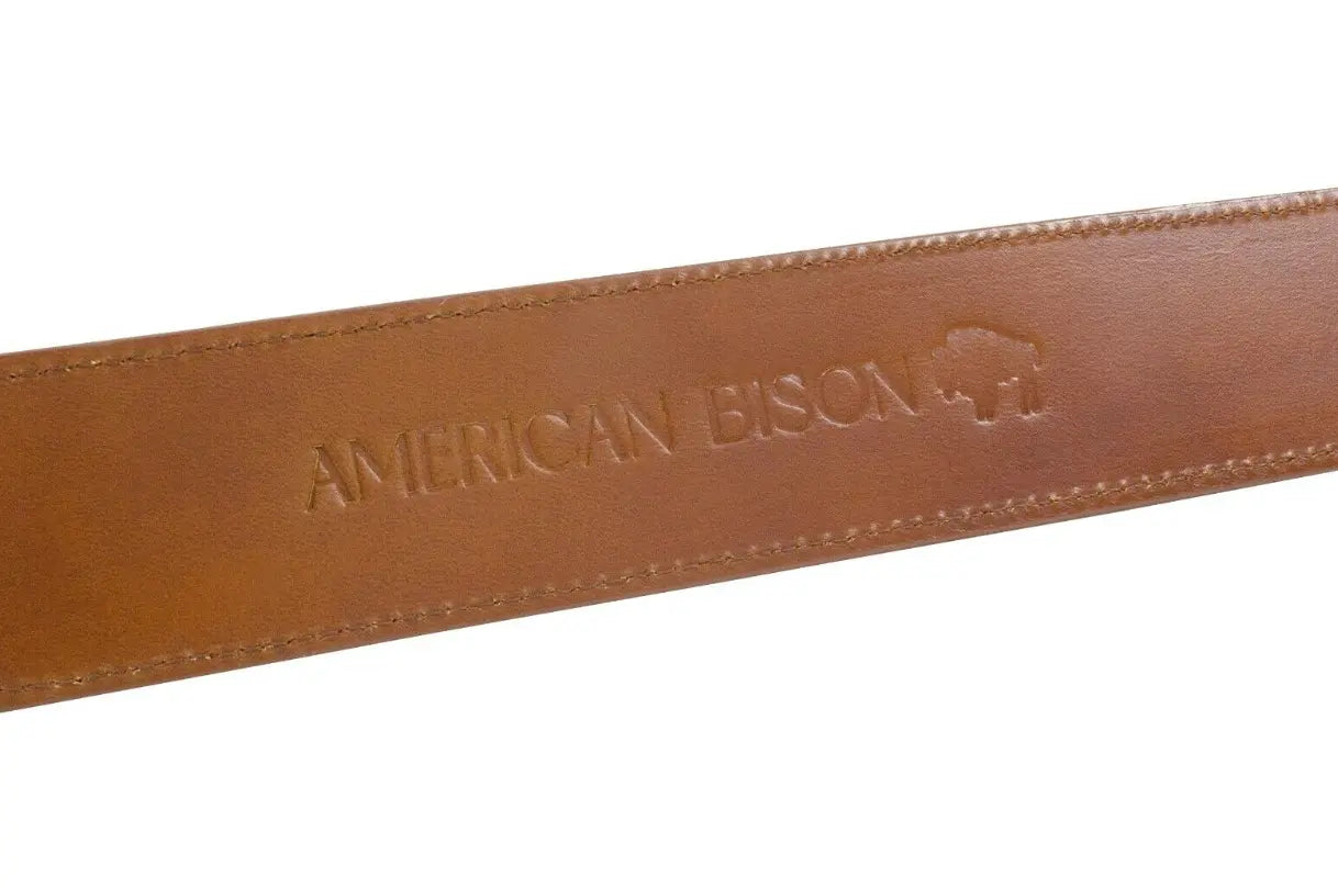 Cognac American Bison Leather Belt