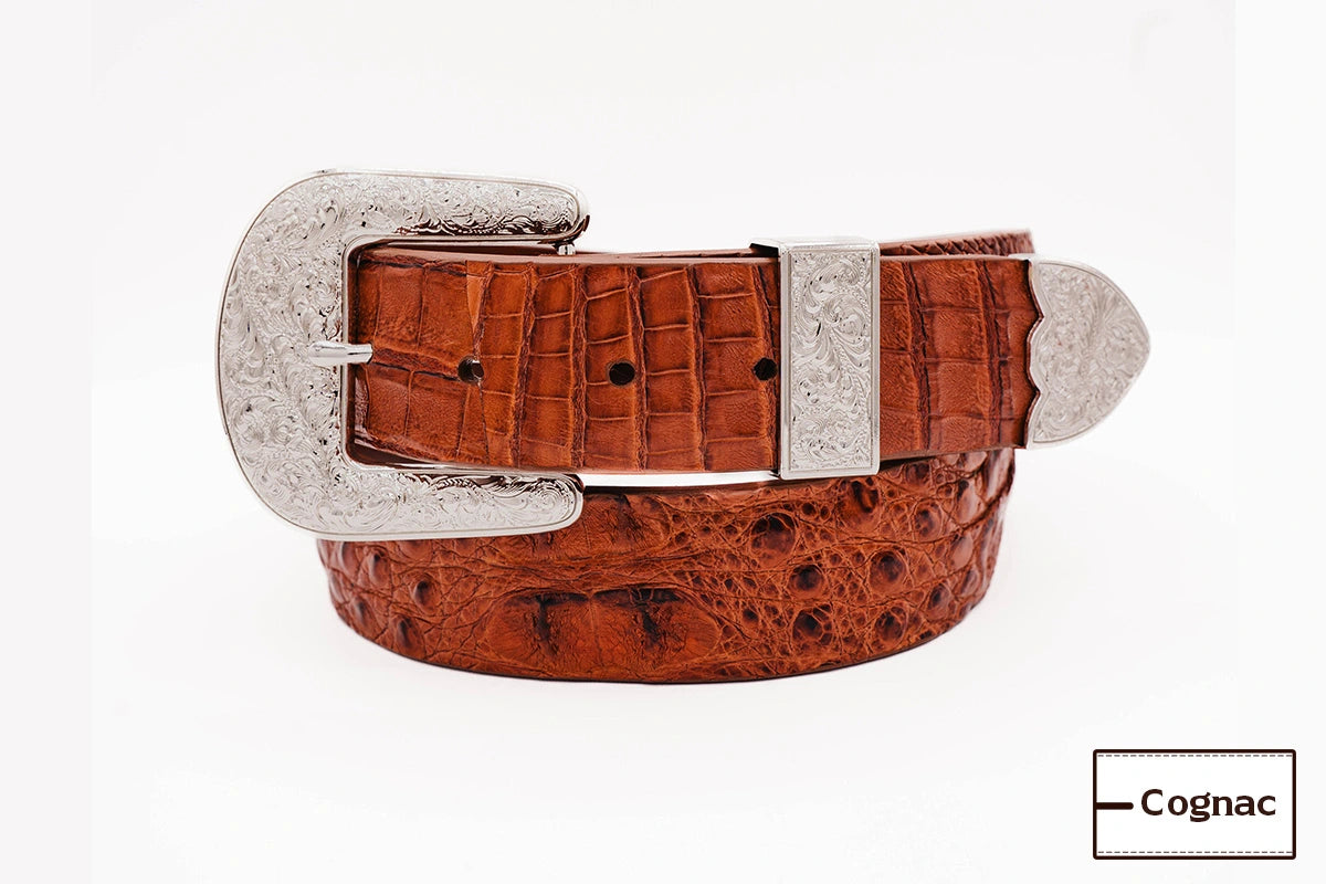 Cognac Caiman Hornback "The Taylor" Crocodile Leather Belt