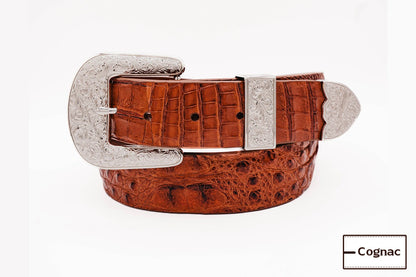 Cognac Caiman Hornback "The Taylor" Crocodile Leather Belt