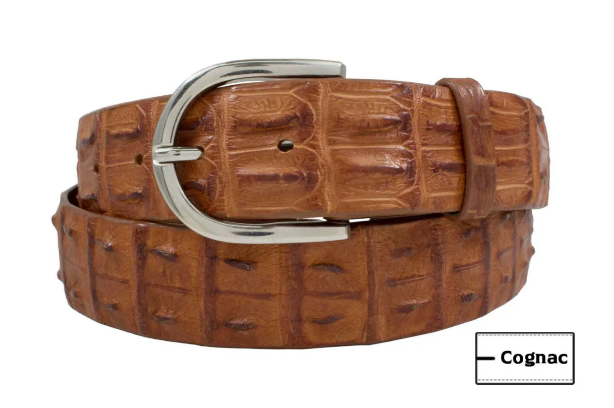 Genuine Cognac Hornback Alligator Leather Belt