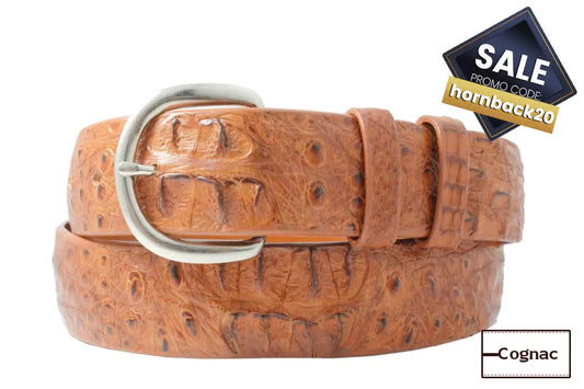 Hornback Cognac Caiman Crocodile Leather Belt