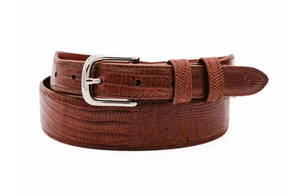 Tapered Cognac Lizard Leather Belt