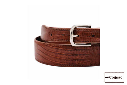 Tapered Cognac Lizard Leather Belt