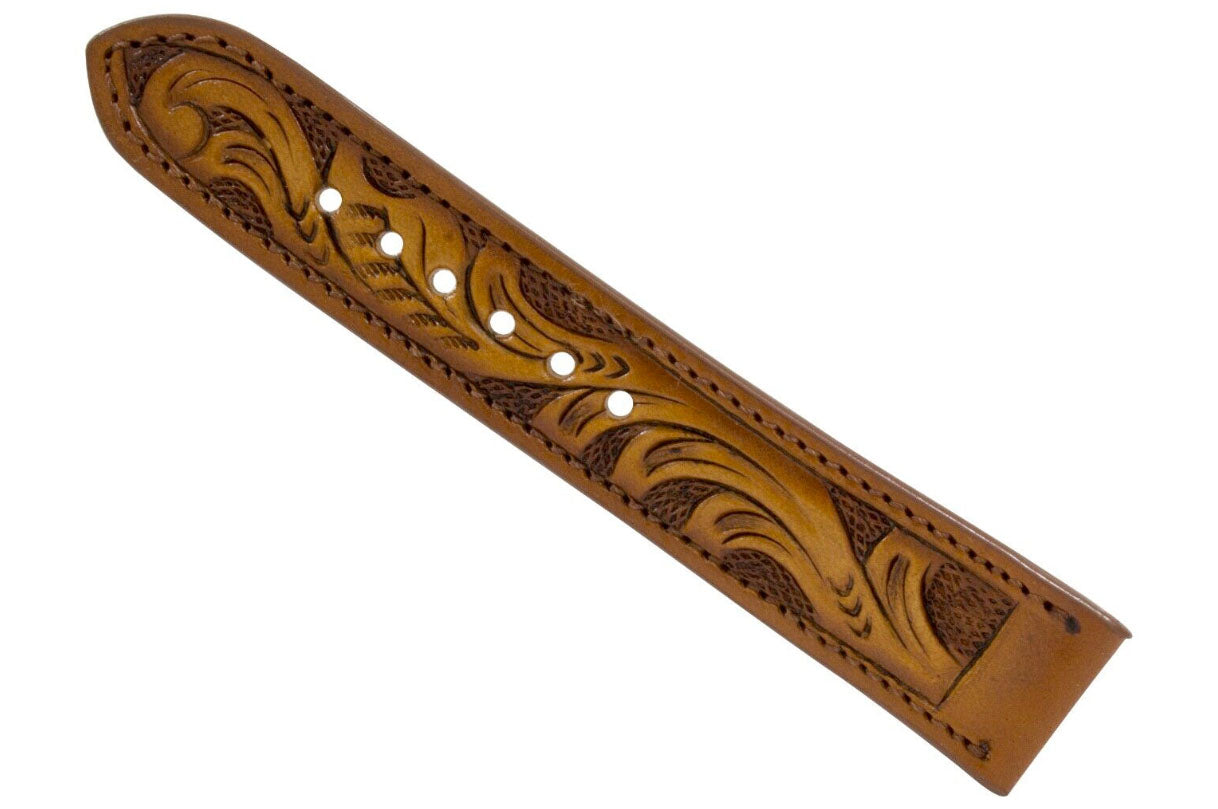 Cognac Hand Tooled Leather Watch Strap