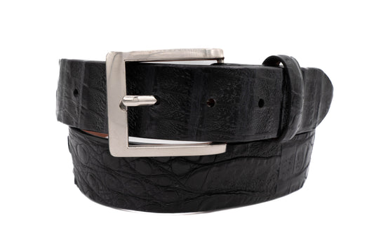 Hornback Black Caiman Crocodile Leather Belt