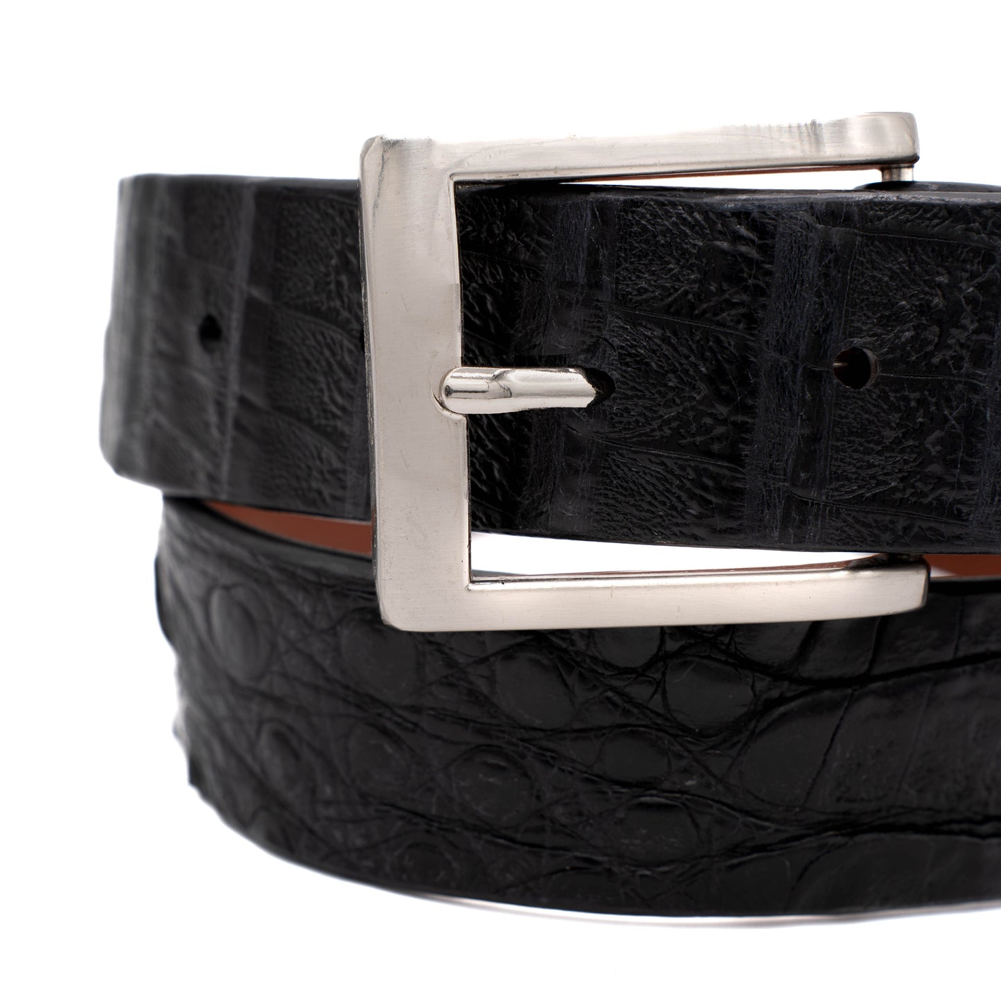 Hornback Black Caiman Crocodile Leather Belt