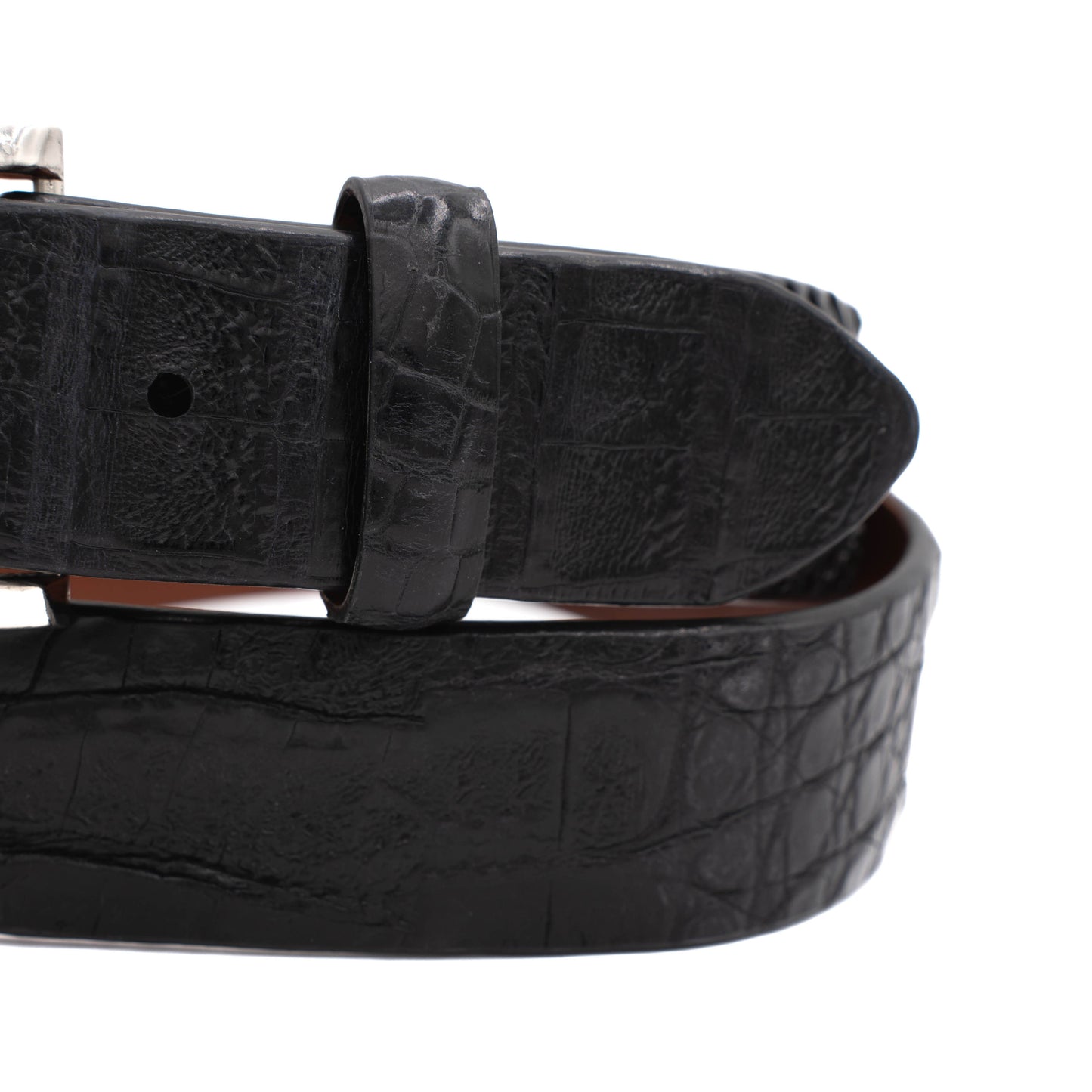 Hornback Black Caiman Crocodile Leather Belt