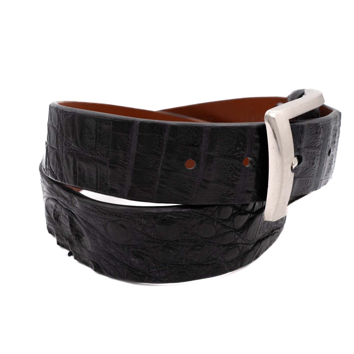 Hornback Black Caiman Crocodile Leather Belt