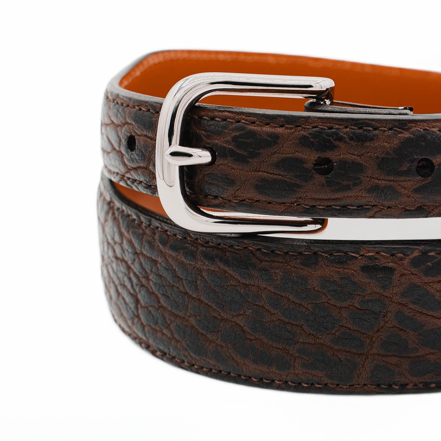 Brown American Bison Leather Tapered Belt