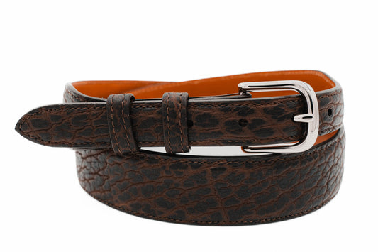 Brown American Bison Leather Tapered Belt