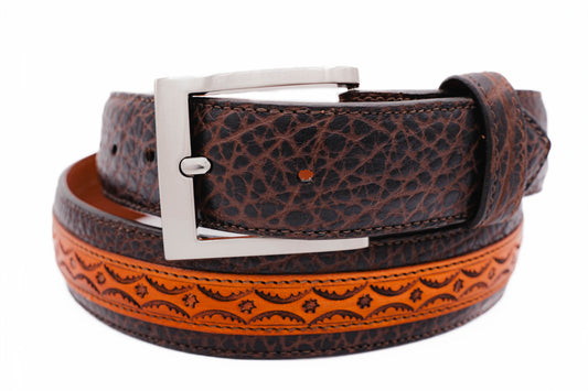 Santa Fe Brown American Bison Leather Belt