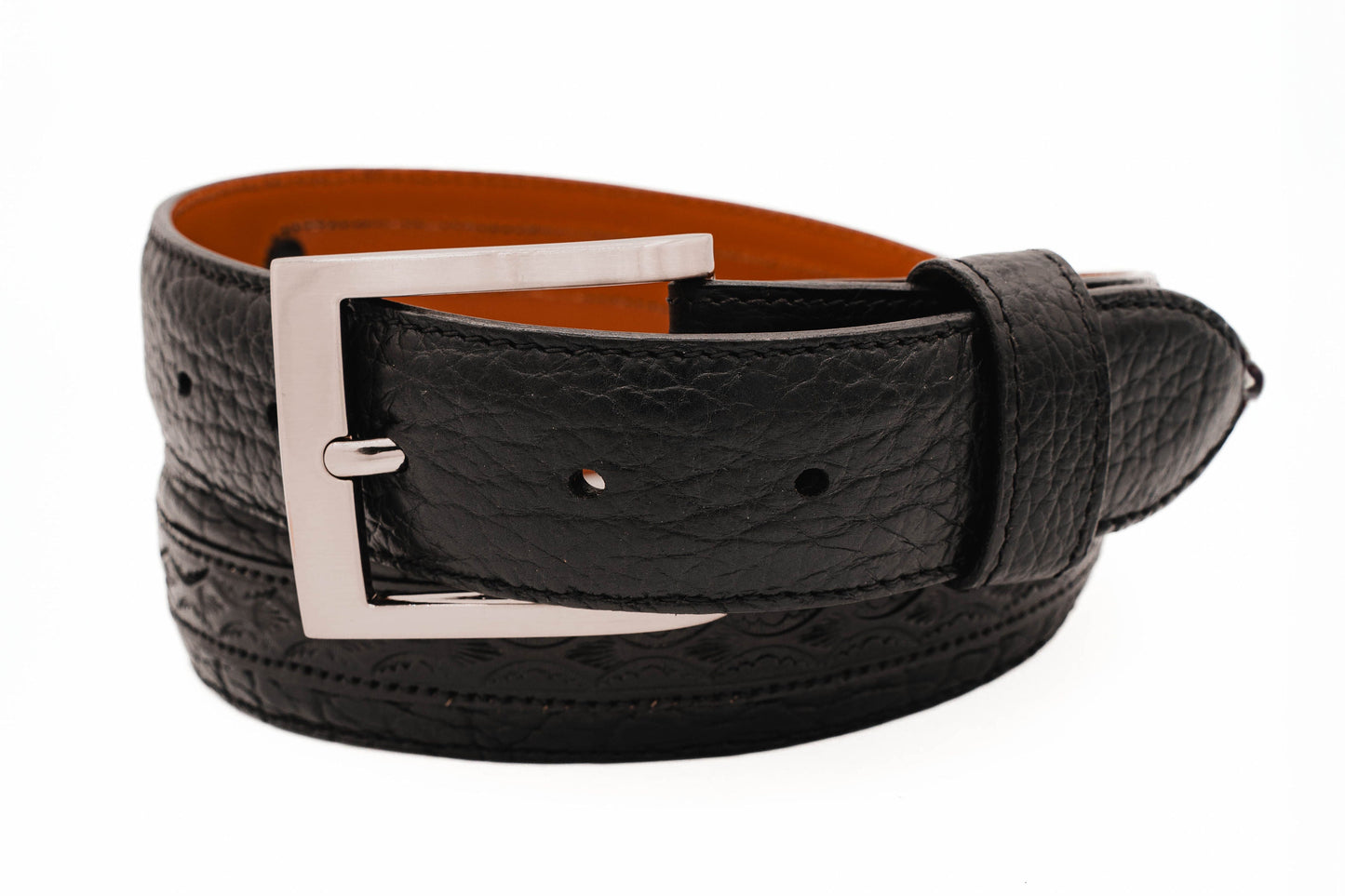 Santa Fe Black American Bison Leather Belt