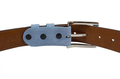 Denim Bruciato Full Quill Ostrich Leather Belt