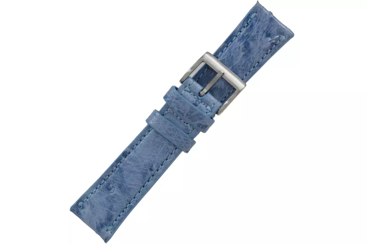 Denim Bruciato Full Quill Ostrich Leather Watch Strap