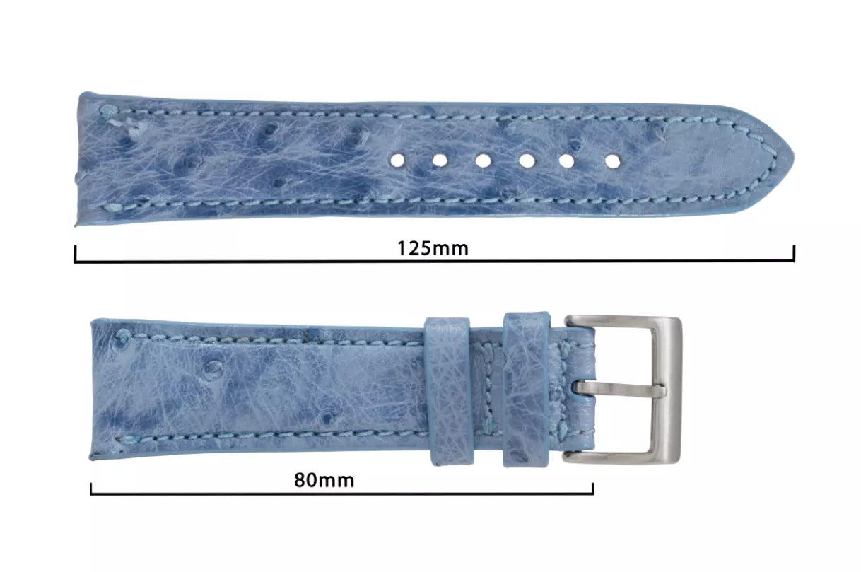 Denim Bruciato Full Quill Ostrich Leather Watch Strap