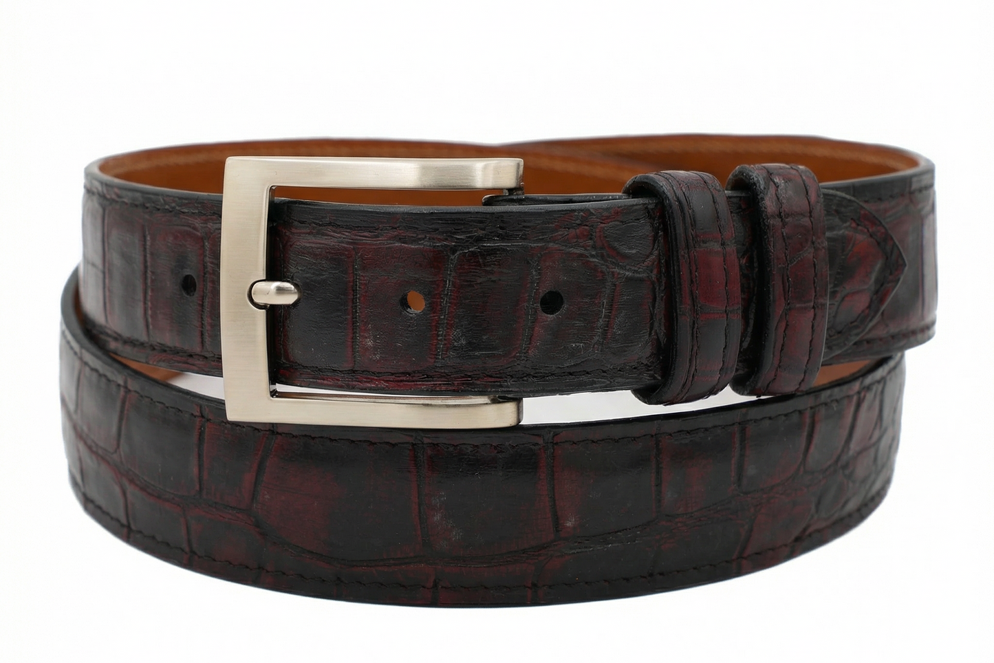 ULTRA Limited Black cherry American Alligator Leather Belt