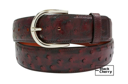 Black Cherry Full Quill Ostrich Leather Belt