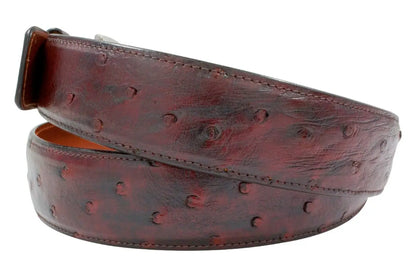 Black Cherry Full Quill Ostrich Leather Belt