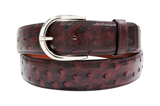 Black Cherry Full Quill Ostrich Leather Belt