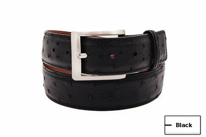 Black Full Quill Ostrich Leather Belt