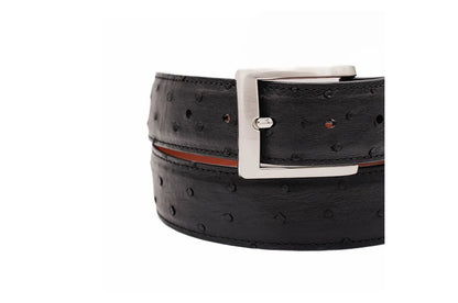 Black Full Quill Ostrich Leather Belt