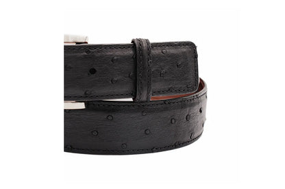 Black Full Quill Ostrich Leather Belt