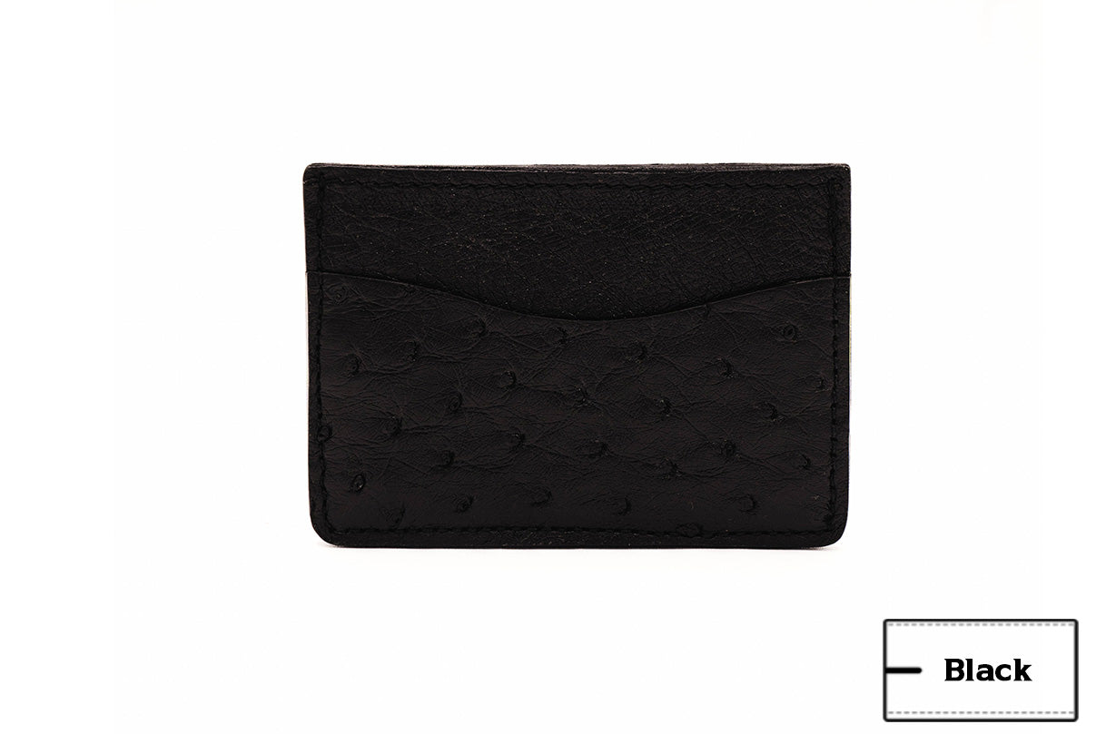 Full Quill Black Ostrich Leather Wallet