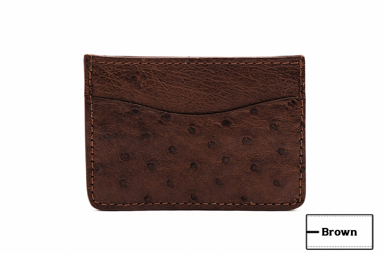 Full Quill Brown Ostrich Leather Wallet