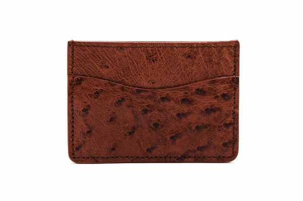 Full Quill Cognac Ostrich Leather Wallet