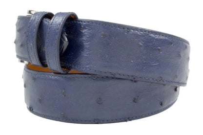 Navy Blue Full Quill Ostrich Leather Belt