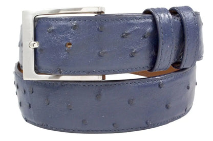 Navy Blue Full Quill Ostrich Leather Belt