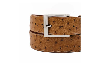 Tan Full Quill Ostrich Leather Belt